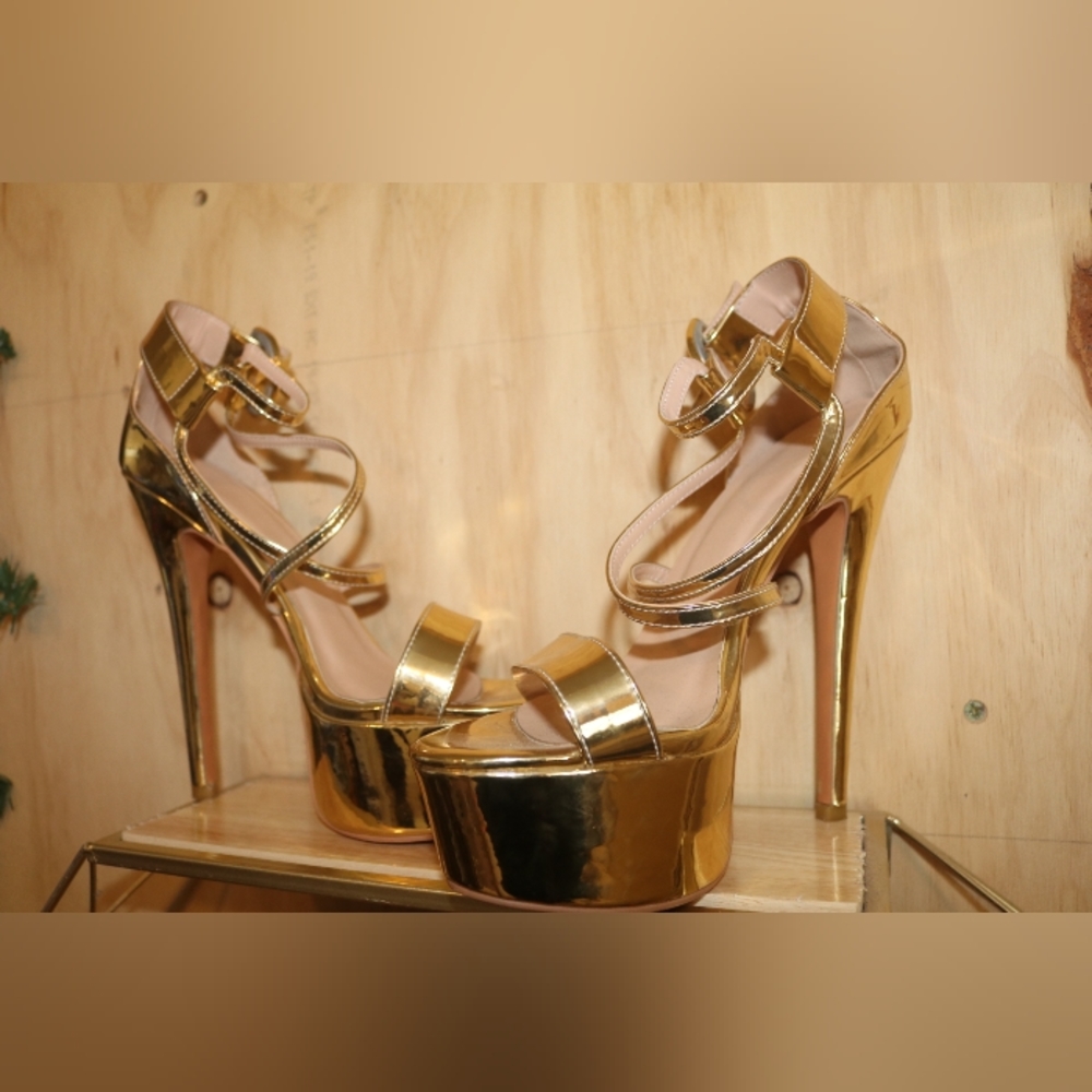 Gold Platform Stilettos